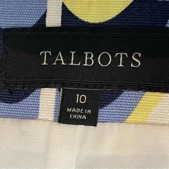 Talbots Navy Yellow Bold Print Career Office Date Skirt NWOT Size 10 - Picture 8 of 11